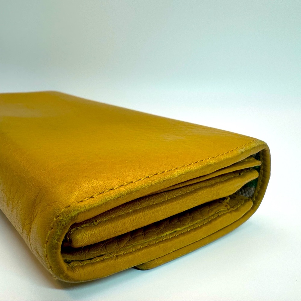 Gucci Continental Wallet Flora Goldenrod Leather W Rare Floral Canvas Lining - Picture 7 of 12